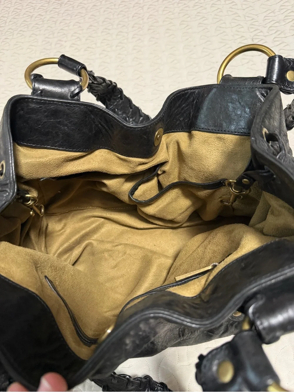 Kooba Sienna Black Distressed Leather Hobo Bag - EUC Boho Y2K